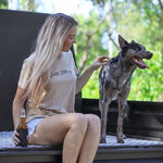 Product image for Crew Tee Graphic Print Happy Camper Ladies Tan