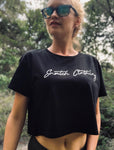 Product image for Crew Tee Crop Graphic Print Adventure Seeker Ladies Black